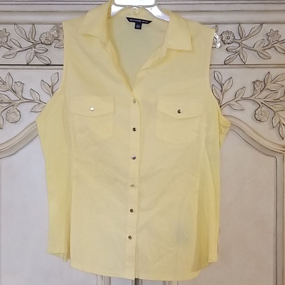 Zac & Rachel petite yellow safari shirt sz PXL